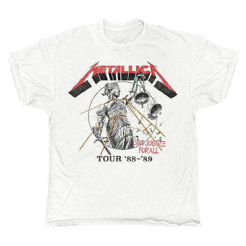 Metallica - And Justice for All Tour 88 - White Vintage T-shirt