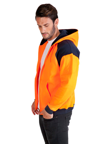 Men Shoulder Contrast Zipper Hoodies - WORKWEAR