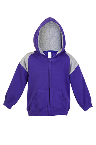 Kids Shoulder  Contrast Panel Hoodies with Zipper